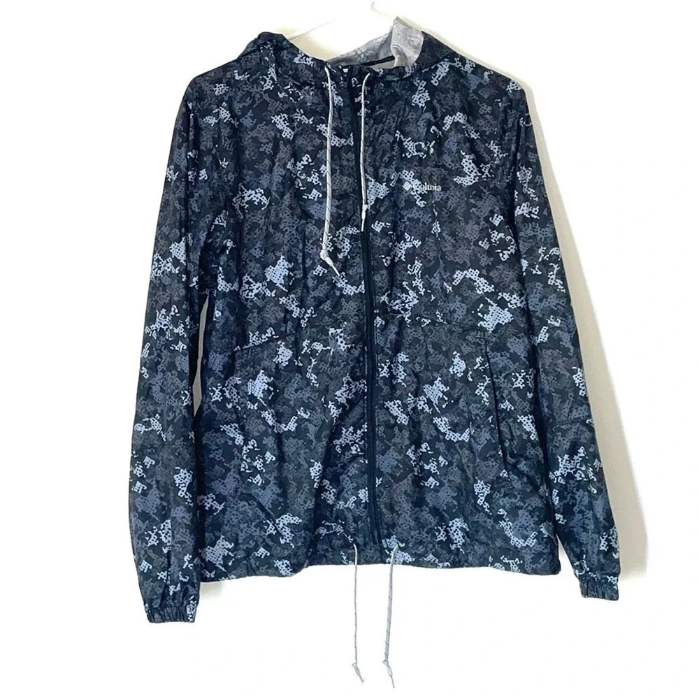 Columbia Womens Flash Forward Print Hooded Windbreaker Jacket Size Medium